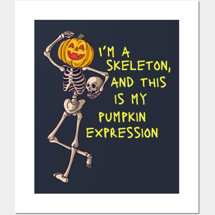 pumpkin head skeleton Posters and Art